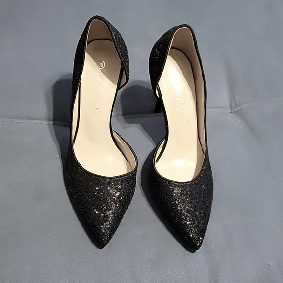 Annaili Shoes Annaili Black Glitter Heels Size 55 Great